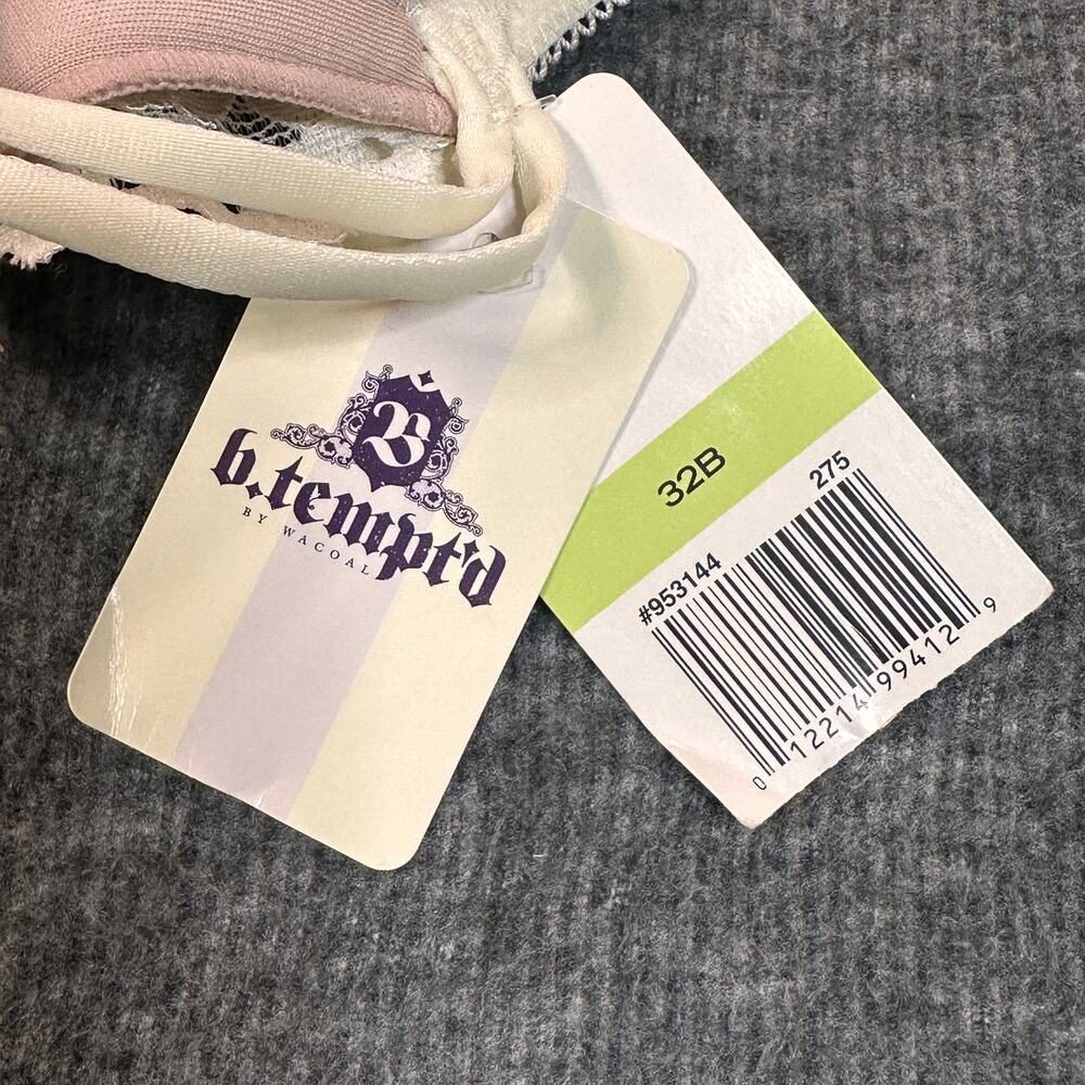 b tempt'd Bra Womens 32B Off White Nude Lace UnderWire Adjustable Lingerie Bow - Picture 6 of 6